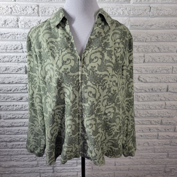 Croft Barrow Womens Top XXL Full Zip Jacket Lightweight Soft Velour FLO281E - Picture 1 of 9